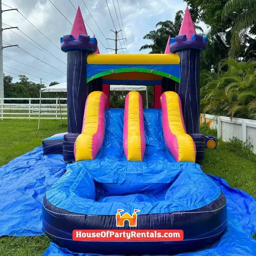 Princess Pink Combo Castle Waterslide 3